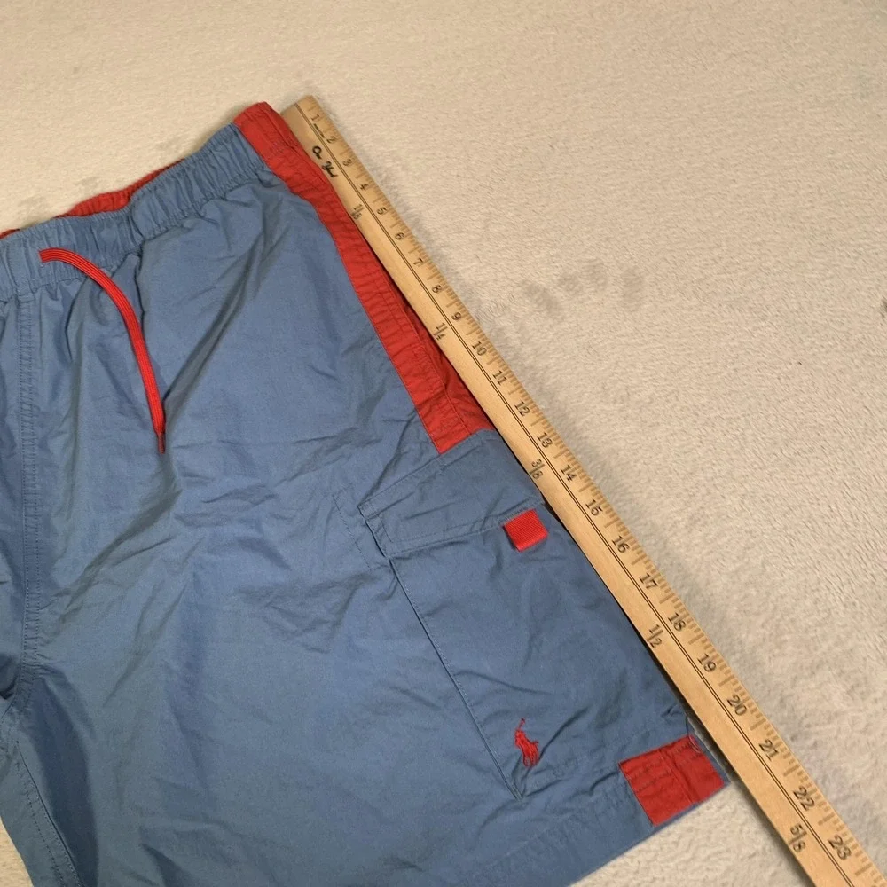 Polo Sport Ralph Lauren Swim Trunks Mens Large Blue Red Mesh Lined Cargo Vintage